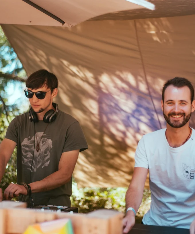 Alex and Valentin of Echosmos performing outdoors