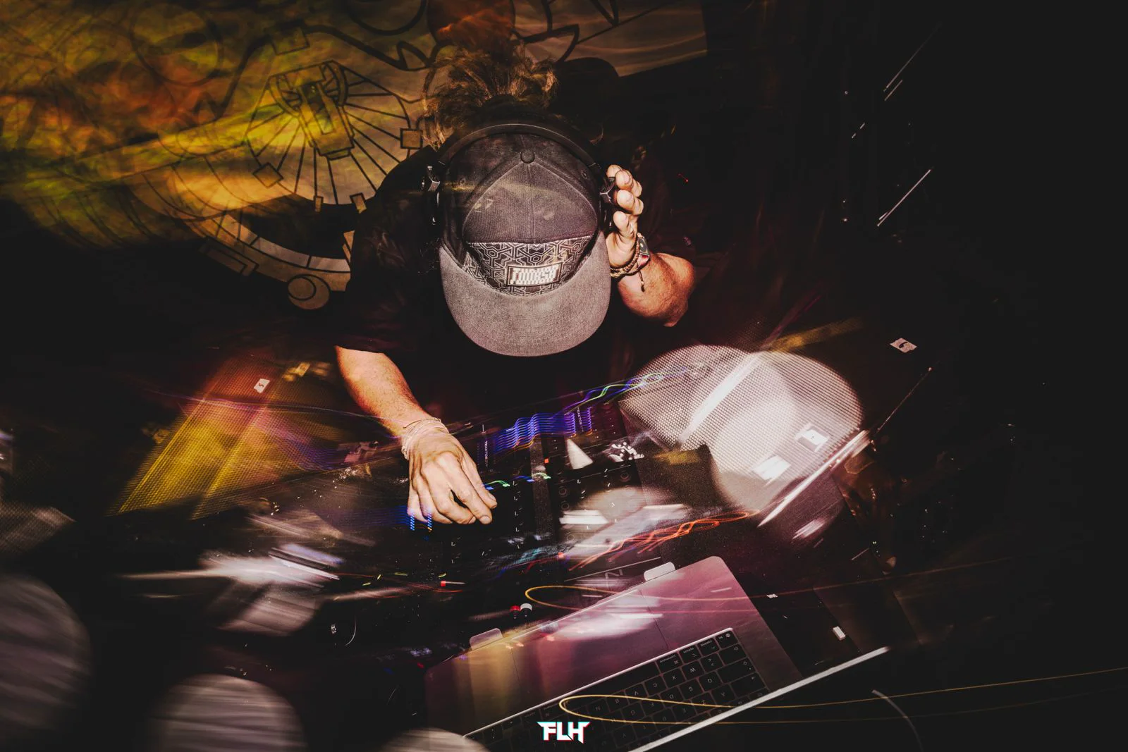 Overhead view of Trippy Fry performing an electronic music set